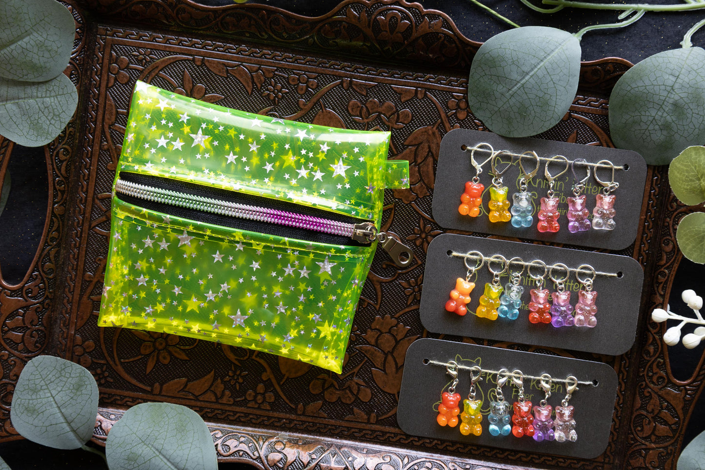 Vinyl Pouch and Gummy Bear Stitch Marker Set