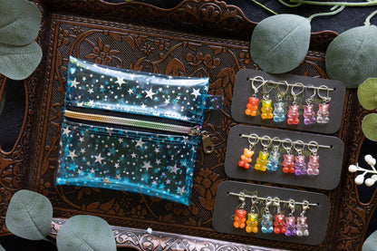 Vinyl Pouch and Gummy Bear Stitch Marker Set