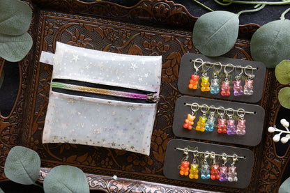 Vinyl Pouch and Gummy Bear Stitch Marker Set